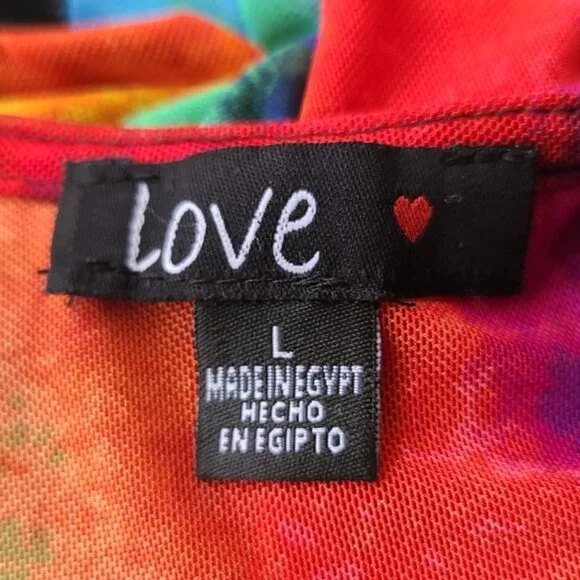 LOVE BRAND Rainbow Tie Dye Long Sleeve Bodysuit L Pride Festival Rave Faux Wrap - Picture 13 of 16